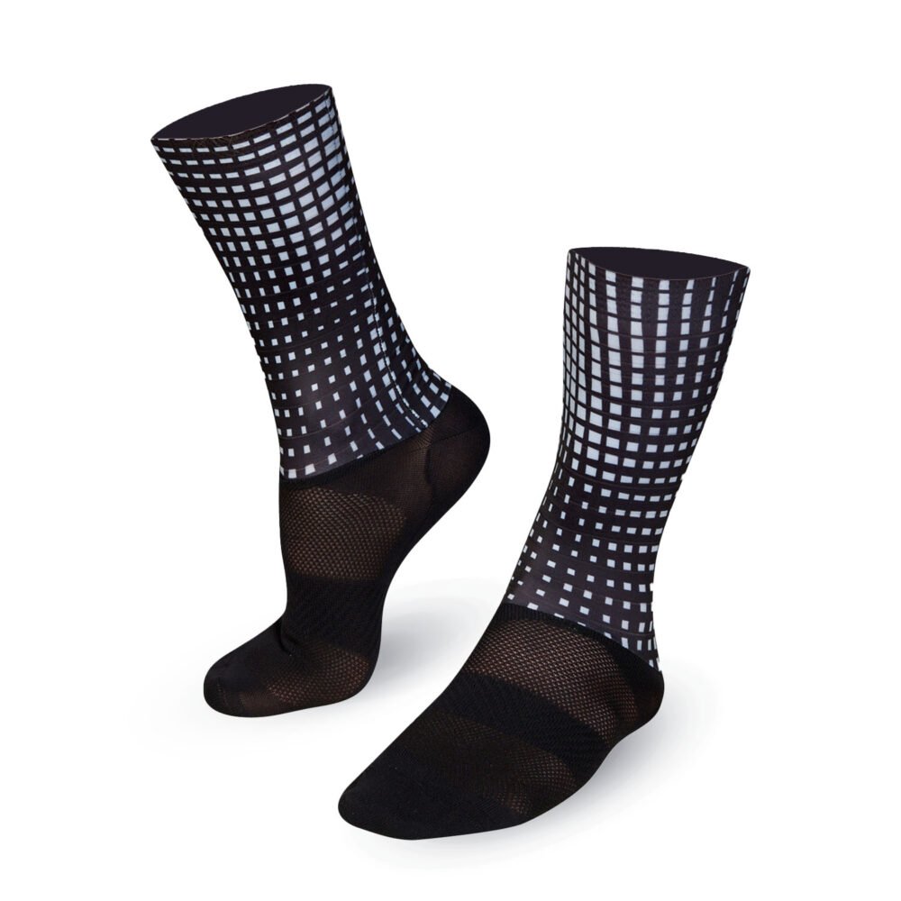 Bioracer Technical Socks Op Art kerékpáros zokni, légáteresztő, kényelmes, fekete kék