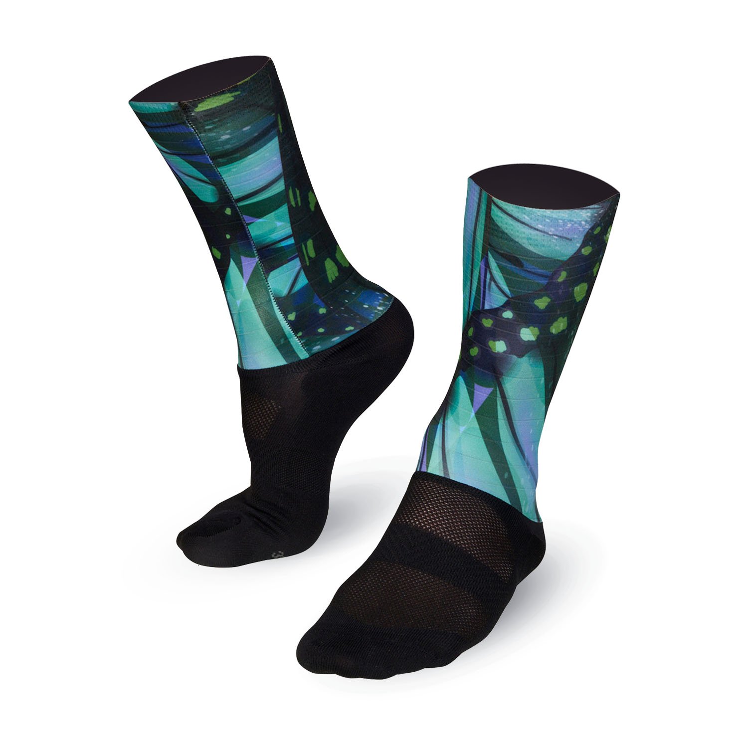 Bioracer Technical Socks Papillon kerékpáros zokni, légáteresztő, kényelmes, zöld