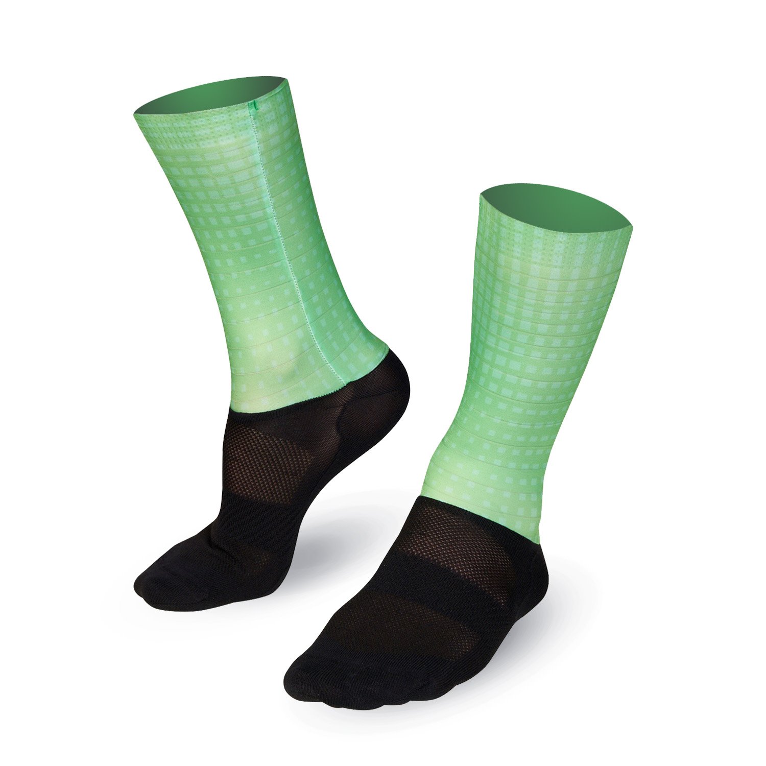 Bioracer Technical Socks Op Art kerékpáros zokni, légáteresztő, kényelmes, zöld
