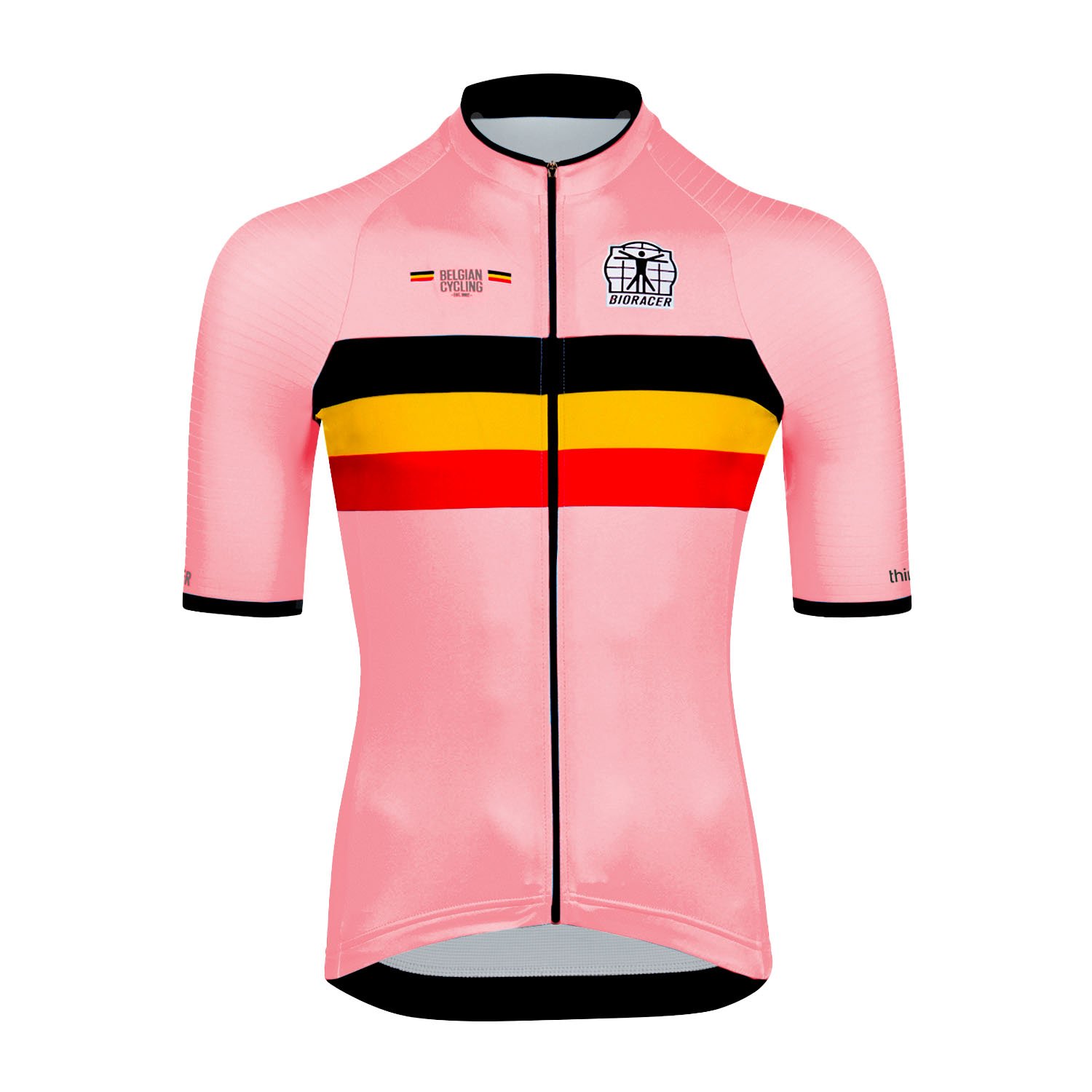 Bioracer Official Belgian Cycling Icon Jersey Think Pink Edition, kerékpáros mez, rózsaszín, kényelmes, légáteresztő