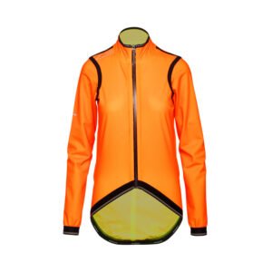 Bioracer Kaaiman Jacket Women női kerékpáros kabát, szélálló, vízlepergető, jól látható, neon narancssárga