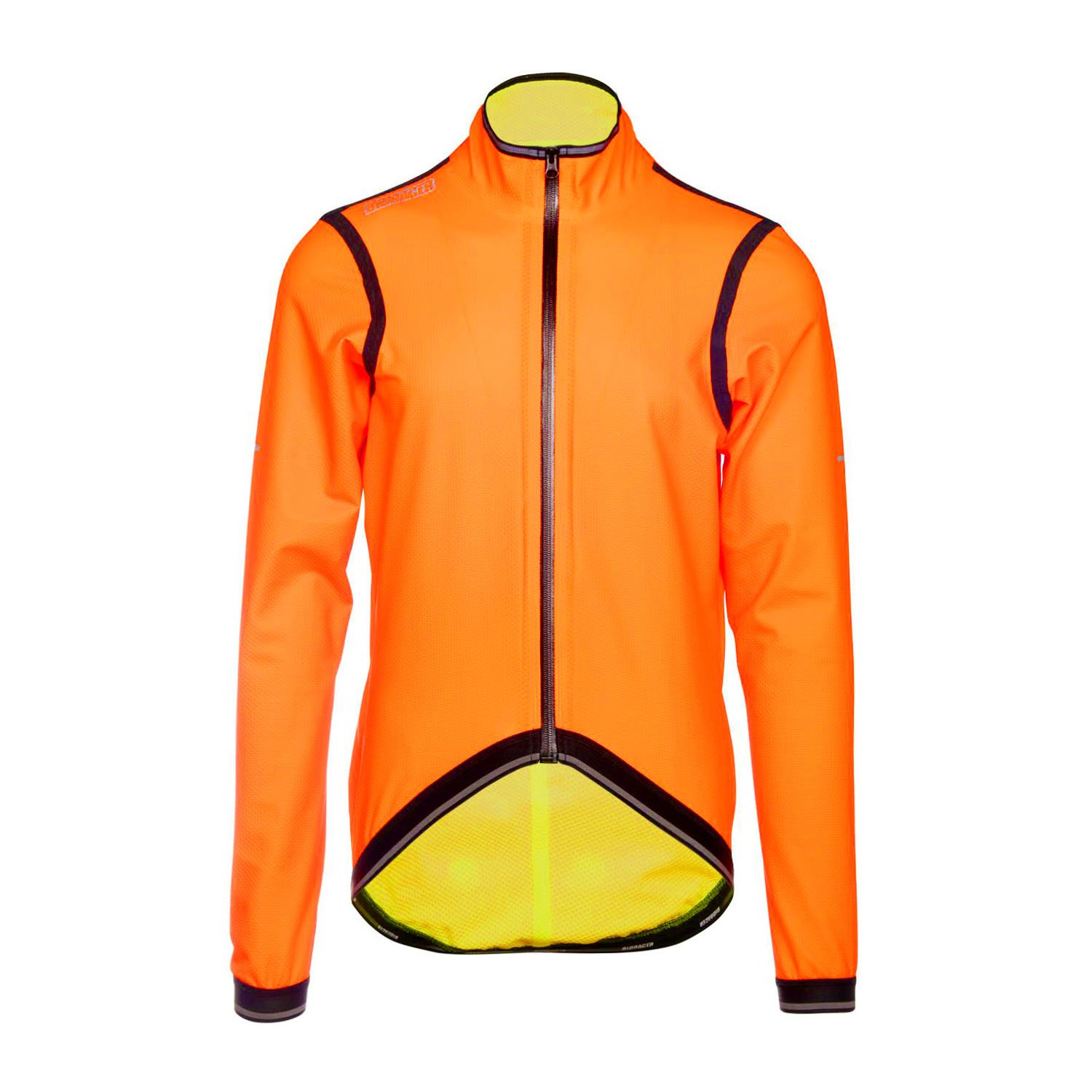 Bioracer Kaaiman Jacket kerékpáros kabát, szélálló, vízlepergető, jól észrevehető, neon narancssárga