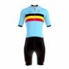 Bioracer Official Belgian Cycling Icon Road Race Suite, kerékpáros versenyruha, kényelmes, aerodinamikus, légáteresztő, kék fekete