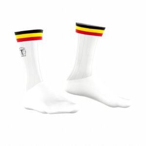 Bioracer Official Belgian Cycling Aero kerékpáros zokni, aerodinamikus, kényelmes, prémium minőség, fehér szín