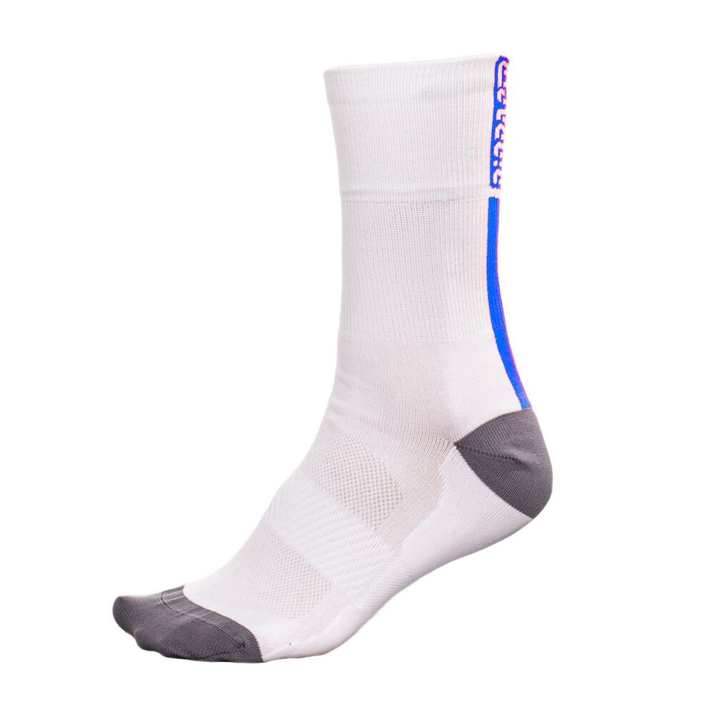 Bioracer Summer Socks White kerékpáros zokni, légáteresztő, könnyű, fehér világos kék