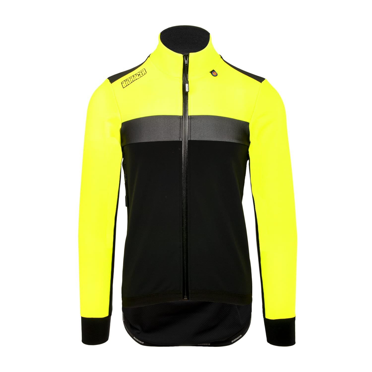 Bioracer Spitfire Tempest Protect Jacket kerékpáros kabát, szélálló, vízlepergető, jól látható, fekete neon sárga