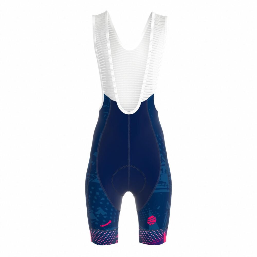 Bioracer Official KÉSZ Group Balatonfondo Cycling Icon Bibshorts kerékpáros kantáros nadrág (bibshort), szellős, kényelmes, balatonfondo hivatalos nadrágja, kék fehér rózsaszín